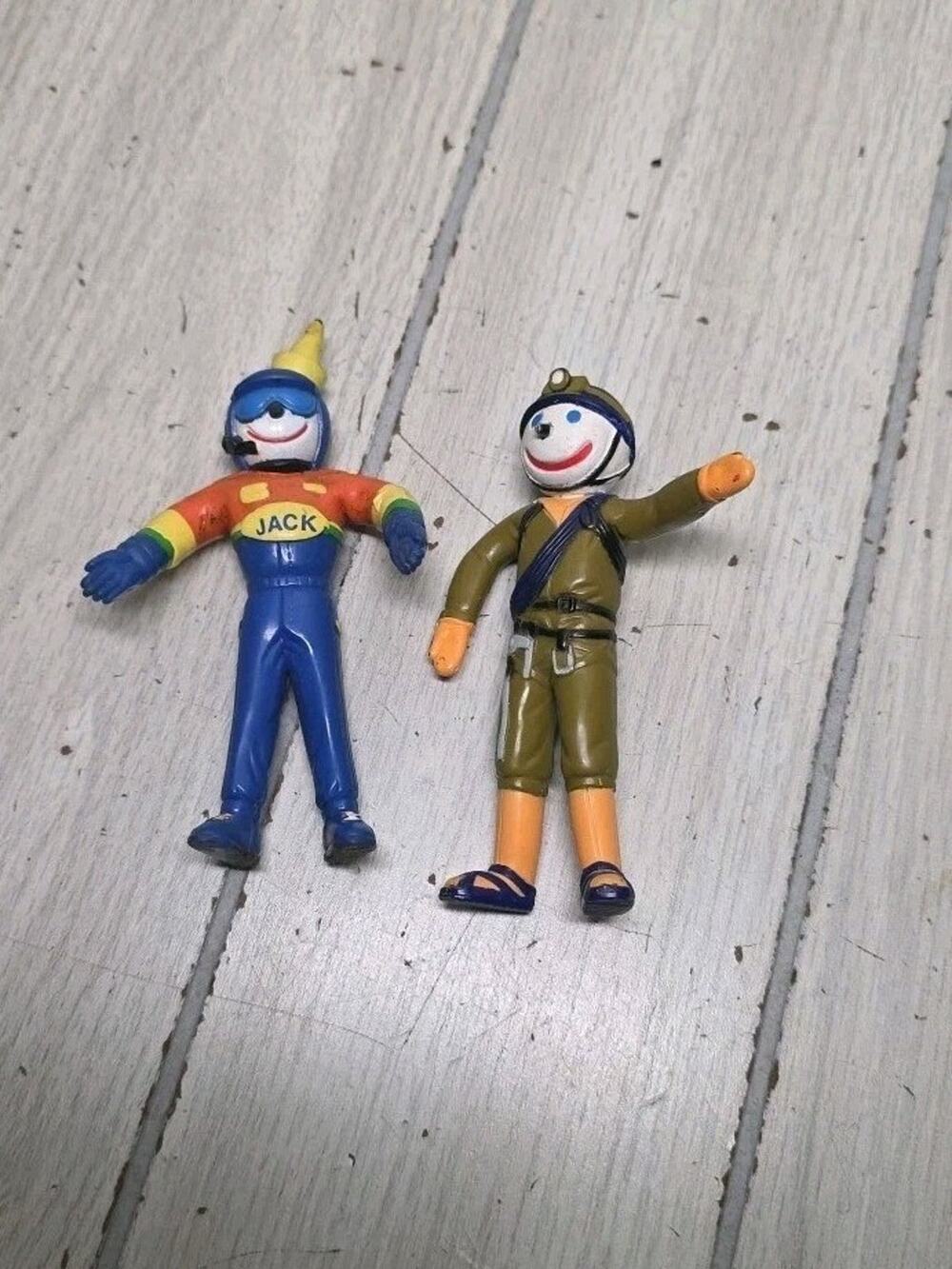 Vtg Jack Bendable Figures Jack in the Box Restaurant Lot of 2 Clowns Burgers